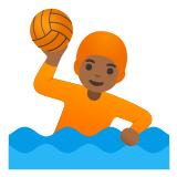 🤽🏾 Person Playing Water Polo: Medium-Dark Skin Tone, Emoji by Google