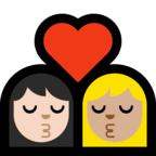 👩🏻‍❤️‍💋‍👩🏼 Kiss: Woman, Woman, Light Skin Tone, Medium-Light Skin Tone, Emoji by Microsoft