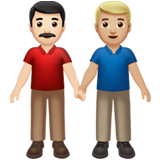 👨🏻‍🤝‍👨🏼 Deux Hommes Se Tenant La Main : Peau Claire Et Peau Moyennement Claire Emoji par Apple