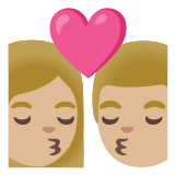 👩🏼‍❤️‍💋‍👨🏼 Kiss: Woman, Man, Medium-Light Skin Tone, Emoji by Google
