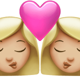 👩🏼‍❤️‍💋‍👩🏼 Kiss: Woman, Woman, Medium-Light Skin Tone, Emoji by Apple