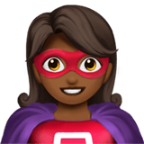 🦸🏾‍♀️ Woman Superhero: Medium-Dark Skin Tone, Emoji by Apple
