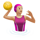 🤽🏼‍♀️ Woman Playing Water Polo: Medium-Light Skin Tone, Emoji by Apple