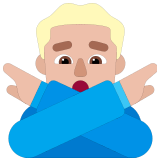 🙅🏼‍♂️ Man Gesturing No: Medium-Light Skin Tone, Emoji by Microsoft