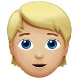👱🏼 Person: Medium-Light Skin Tone, Blond Hair, Emoji by Apple