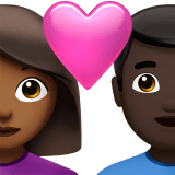 👩🏾‍❤️‍👨🏿 Couple with Heart: Woman, Man, Medium-Dark Skin Tone, Dark Skin Tone, Emoji by Apple