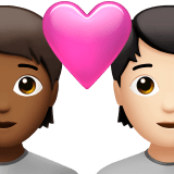 🧑🏾‍❤️‍🧑🏻 Couple with Heart: Person, Person, Medium-Dark Skin Tone, Light Skin Tone, Emoji by Apple