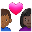 👩🏿‍❤️‍👨🏾 Couple with Heart: Woman, Man, Dark Skin Tone, Medium-Dark Skin Tone, Emoji by Samsung