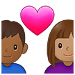 👩🏽‍❤️‍👨🏾 Couple with Heart: Woman, Man, Medium Skin Tone, Medium-Dark Skin Tone, Emoji by Samsung