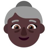 👵🏿 Пожилая Женщина: Очень Темный Тон Кожи, смайлик от Microsoft