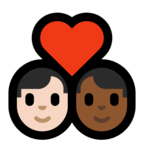 👨🏻‍❤️‍👨🏾 Couple with Heart: Man, Man, Light Skin Tone, Medium-Dark Skin Tone, Emoji by Microsoft