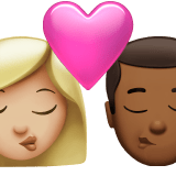 👩🏼‍❤️‍💋‍👨🏾 Kiss: Woman, Man, Medium-Light Skin Tone, Medium-Dark Skin Tone, Emoji by Apple