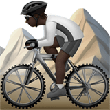 🚵🏿 Person Mountain Biking: Dark Skin Tone, Emoji by Apple
