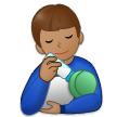 👨🏽‍🍼 Homme Allaitant Un Bébé : Peau Légèrement Mate Emoji par Samsung