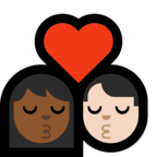 👩🏾‍❤️‍💋‍👨🏻 Kiss: Woman, Man, Medium-Dark Skin Tone, Light Skin Tone, Emoji by Microsoft