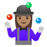 🤹🏽‍♀️ Jongleuse : Peau Légèrement Mate Emoji par Google