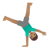 🤸🏽‍♂️ Man Cartwheeling: Medium Skin Tone, Emoji by Google