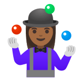 🤹🏾‍♀️ Jongleurin: Mitteldunkle Hautfarbe Emoji von Google