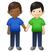 👨🏾‍🤝‍👨🏻 Deux Hommes Se Tenant La Main : Peau Mate Et Peau Claire Emoji par Samsung