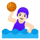 🤽🏻‍♀️ Woman Playing Water Polo: Light Skin Tone, Emoji by Google