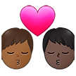 👨🏾‍❤️‍💋‍👨🏿 Kiss: Man, Man, Medium-Dark Skin Tone, Dark Skin Tone, Emoji by Samsung