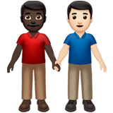 👨🏿‍🤝‍👨🏻 Men Holding Hands: Dark Skin Tone, Light Skin Tone, Emoji by Apple