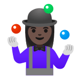 🤹🏿‍♀️ Woman Juggling: Dark Skin Tone, Emoji by Google