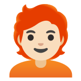 🧑🏻‍🦰 Взрослый: Очень Светлый Тон Кожи Рыжие Волосы, смайлик от Google