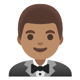 🤵🏽‍♂️ Man in Tuxedo: Medium Skin Tone, Emoji by Google