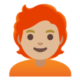 🧑🏼‍🦰 Взрослый: Светлый Тон Кожи Рыжие Волосы, смайлик от Google