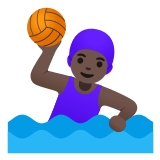 🤽🏿‍♀️ Woman Playing Water Polo: Dark Skin Tone, Emoji by Google