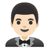 🤵🏻‍♂️ Man in Tuxedo: Light Skin Tone, Emoji by Google