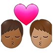 👨🏾‍❤️‍💋‍👨🏽 Kiss: Man, Man, Medium-Dark Skin Tone, Medium Skin Tone, Emoji by Samsung