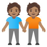 🧑🏽‍🤝‍🧑🏽 Deux Personnes Se Tenant La Main : Peau Légèrement Mate Emoji par Google