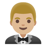 🤵🏼‍♂️ Man in Tuxedo: Medium-Light Skin Tone, Emoji by Google