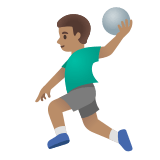 🤾🏽‍♂️ Man Playing Handball: Medium Skin Tone, Emoji by Google