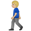 🚶🏼‍♂️ Man Walking: Medium-Light Skin Tone, Emoji by Samsung