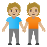 🧑🏼‍🤝‍🧑🏼 Deux Personnes Se Tenant La Main : Peau Moyennement Claire Emoji par Google
