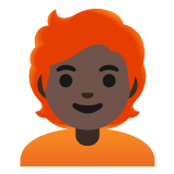 🧑🏿‍🦰 Erwachsener: Dunkle Hautfarbe, Rotes Haar Emoji von Google