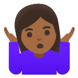 🤷🏾‍♀️ Woman Shrugging: Medium-Dark Skin Tone, Emoji by Google