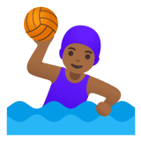 🤽🏾‍♀️ Woman Playing Water Polo: Medium-Dark Skin Tone, Emoji by Google