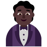 🤵🏿 Person in Tuxedo: Dark Skin Tone, Emoji by Microsoft