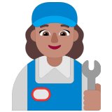 👩🏽‍🔧 Woman Mechanic: Medium Skin Tone, Emoji by Microsoft