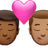 👨🏾‍❤️‍💋‍👨🏽 Kiss: Man, Man, Medium-Dark Skin Tone, Medium Skin Tone, Emoji by Apple