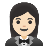🤵🏻‍♀️ Woman in Tuxedo: Light Skin Tone, Emoji by Google