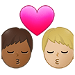 👨🏾‍❤️‍💋‍👨🏼 Kiss: Man, Man, Medium-Dark Skin Tone, Medium-Light Skin Tone, Emoji by Samsung