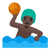 🤽🏿‍♂️ Man Playing Water Polo: Dark Skin Tone, Emoji by Google