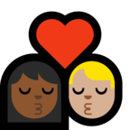 👩🏾‍❤️‍💋‍👨🏼 Kiss: Woman, Man, Medium-Dark Skin Tone, Medium-Light Skin Tone, Emoji by Microsoft