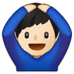 🙆🏻‍♂️ Mann Mit Händen Auf Dem Kopf: Helle Hautfarbe Emoji von Samsung
