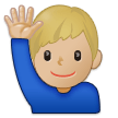 🙋🏼‍♂️ Man Raising Hand: Medium-Light Skin Tone, Emoji by Samsung